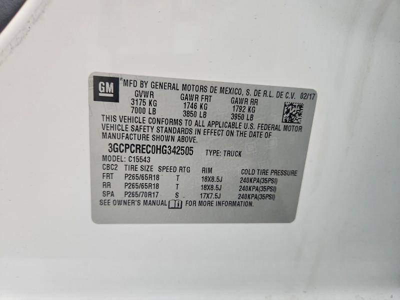Aukcja sprzedaży 2017 Chevrolet Silverado, vin: 3GCPCREC0HG342505, numer aukcji: 58036376