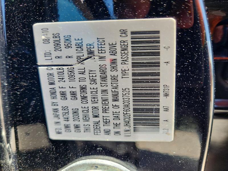 58798496 :رقم المزاد ، JH4CU2F60AC037525 vin ، 2010 Acura Tsx مزاد بيع