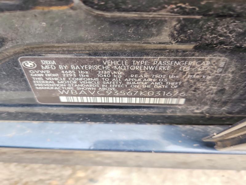 2007 Bmw 328 მანქანა იყიდება აუქციონზე, vin: WBAVC93567K031676, აუქციონის ნომერი: 59013546