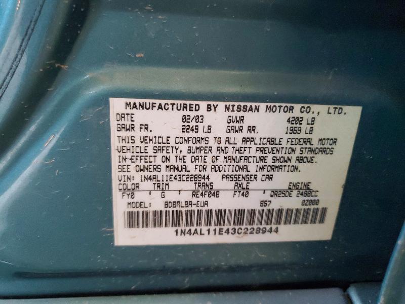 Продажа на аукционе авто 2003 Nissan Altima, vin: 1N4AL11E43C228944, номер лота: 55760996