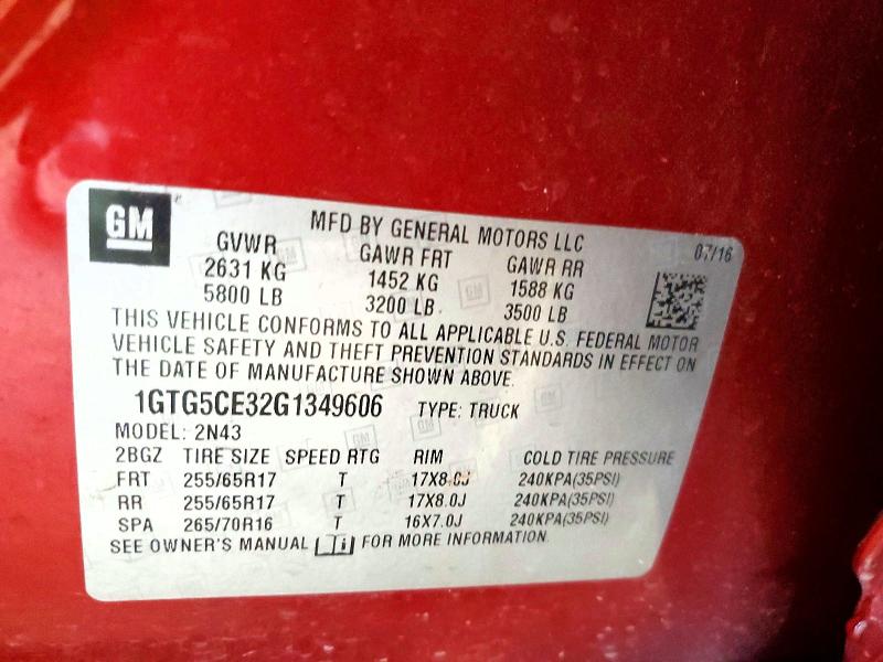 2016 Gmc Canyon მანქანა იყიდება აუქციონზე, vin: 1GTG5CE32G1349606, აუქციონის ნომერი: 58110386