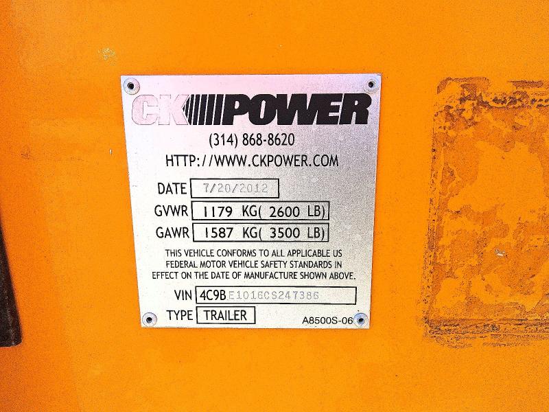 2012 Ck Power Unknown მანქანა იყიდება აუქციონზე, vin: 4C9BE1016CS247386, აუქციონის ნომერი: 54768326
