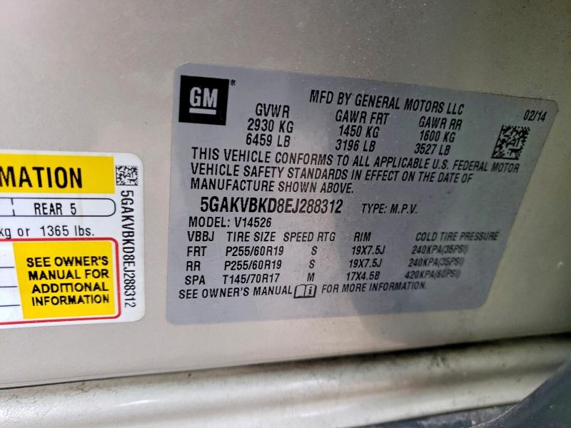 Aukcja sprzedaży 2014 Buick Enclave, vin: 5GAKVBKD8EJ288312, numer aukcji: 58370286