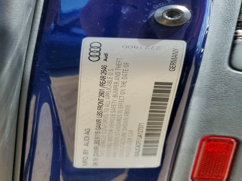 56835856 :رقم المزاد ، WAUC4CF51JA127371 vin ، 2018 Audi S5 مزاد بيع
