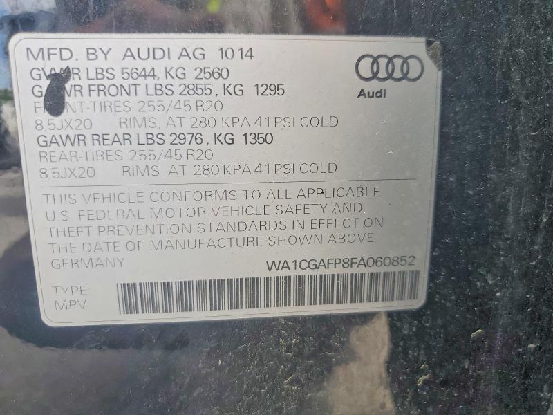2015 Audi Sq5 მანქანა იყიდება აუქციონზე, vin: WA1CGAFP8FA060852, აუქციონის ნომერი: 56957726