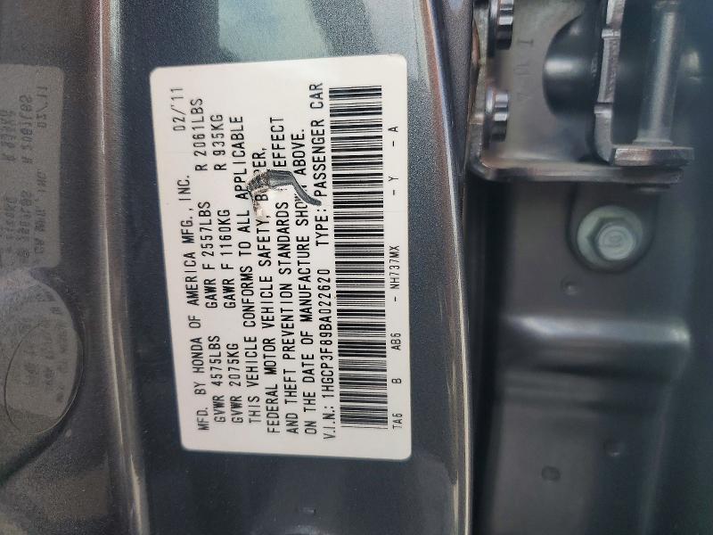 Aukcja sprzedaży 2011 Honda Accord, vin: 1HGCP3F89BA022620, numer aukcji: 59018896
