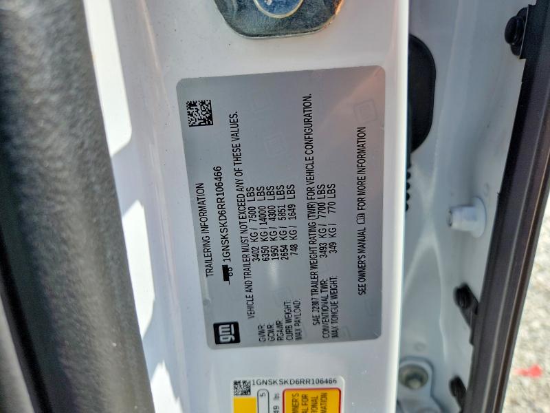 Продажа на аукционе авто 2024 Chevrolet Tahoe, vin: 1GNSKSKD6RR106466, номер лота: 56826636