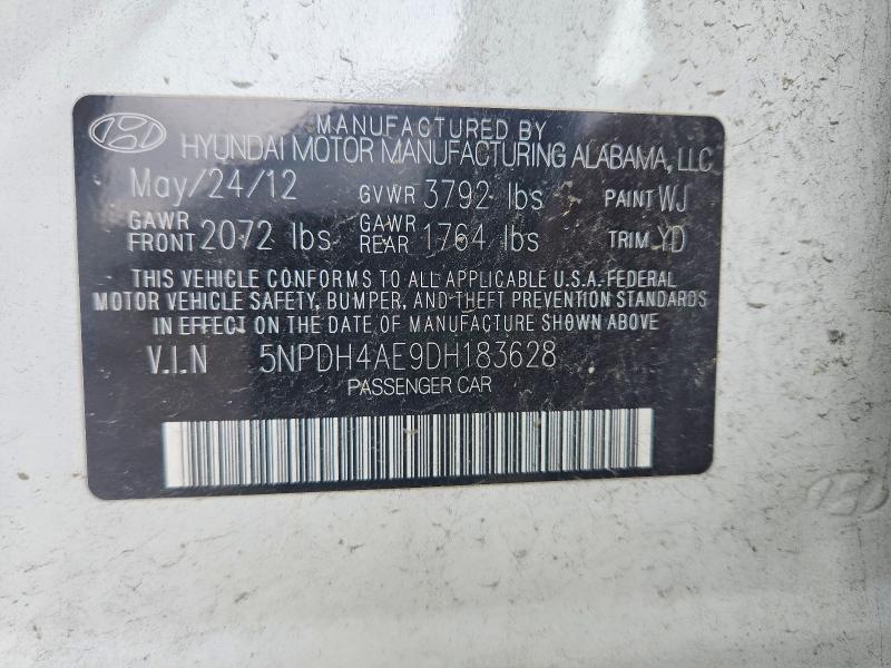Продажа на аукционе авто 2013 Hyundai Elantra, vin: 5NPDH4AE9DH183628, номер лота: 55428126