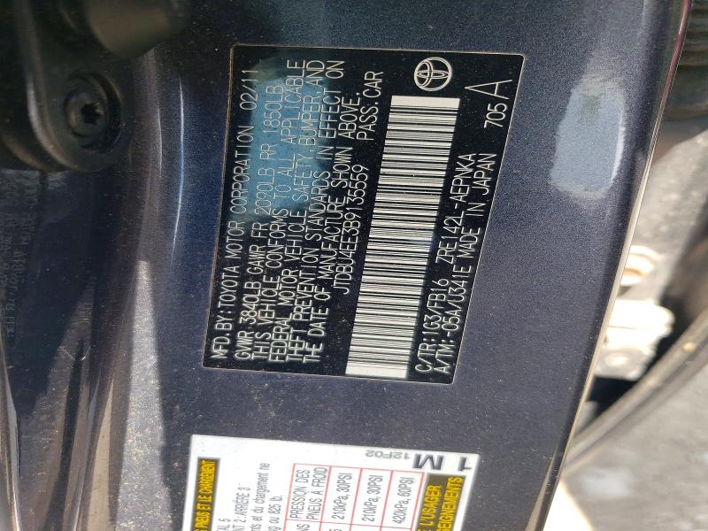 56234116 :رقم المزاد ، JTDBU4EE3B9135559 vin ، 2011 Toyota Corolla مزاد بيع