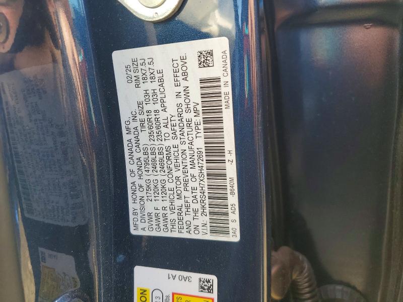 2025 Honda Cr-v მანქანა იყიდება აუქციონზე, vin: 2HKRS4H7XSH472691, აუქციონის ნომერი: 56450676