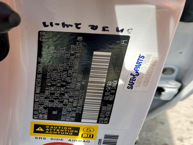 2010 Lexus Rx მანქანა იყიდება აუქციონზე, vin: 2T2ZK1BA8AC029312, აუქციონის ნომერი: 55597116