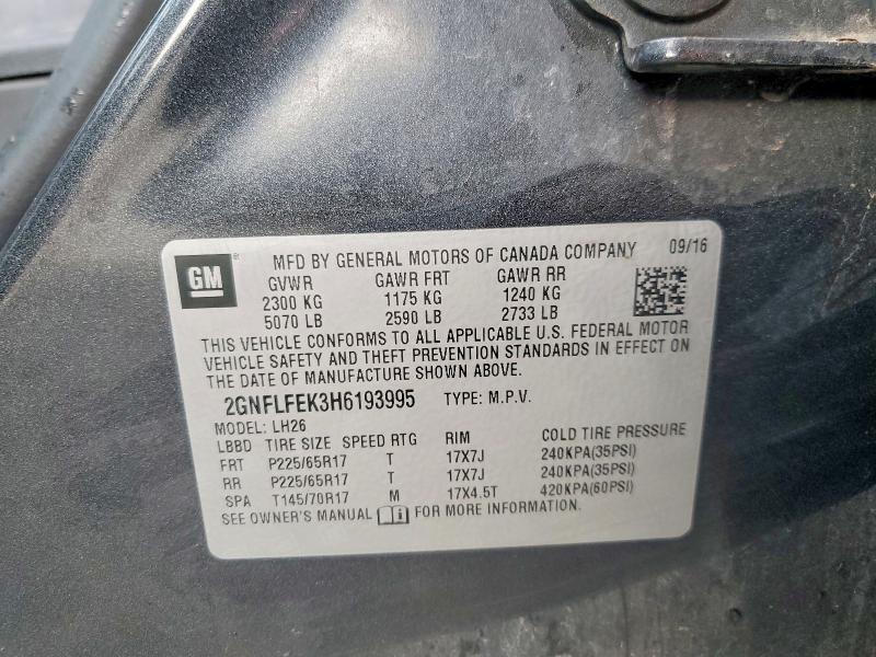 Продажа на аукционе авто 2017 Chevrolet Equinox, vin: 2GNFLFEK3H6193995, номер лота: 55453996