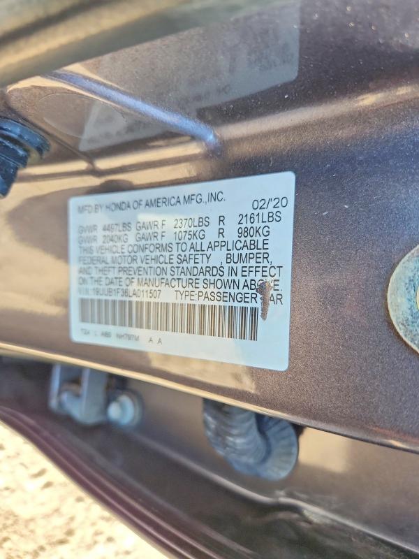 2020 Acura Tlx მანქანა იყიდება აუქციონზე, vin: 19UUB1F36LA011507, აუქციონის ნომერი: 56070216