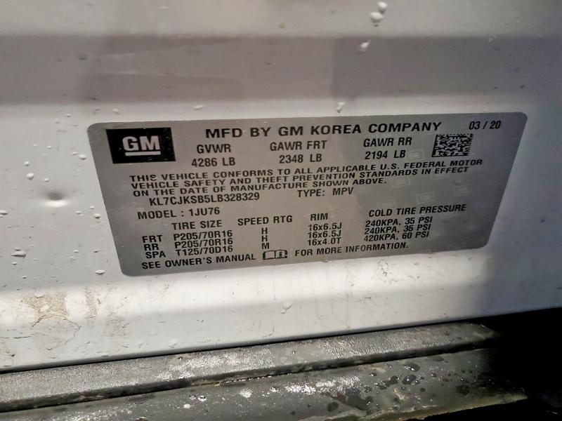 Продажа на аукционе авто 2020 Chevrolet Trax, vin: KL7CJKSB5LB328329, номер лота: 56539006