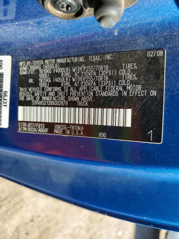 55340566 :رقم المزاد ، 5TFKV52128X002879 vin ، 2008 Toyota Tundra مزاد بيع