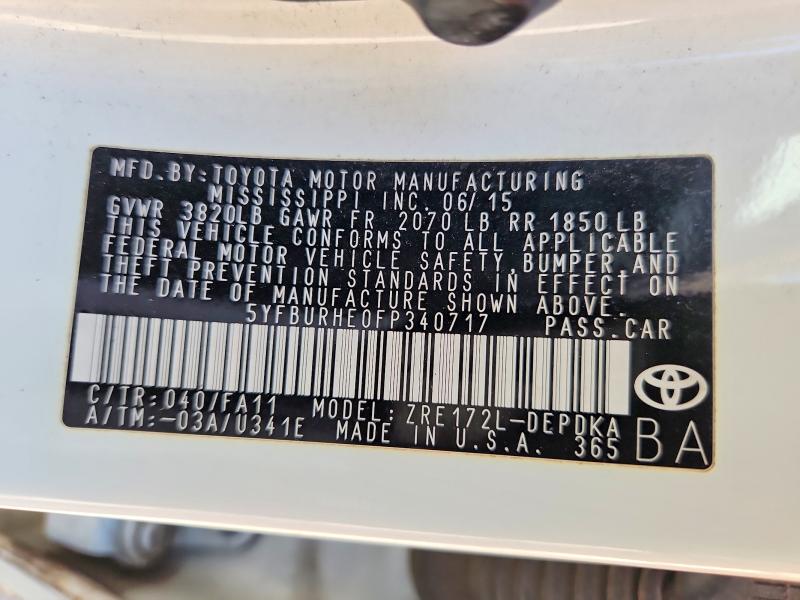 56316776 :رقم المزاد ، 5YFBURHE0FP340717 vin ، 2015 Toyota Corolla مزاد بيع