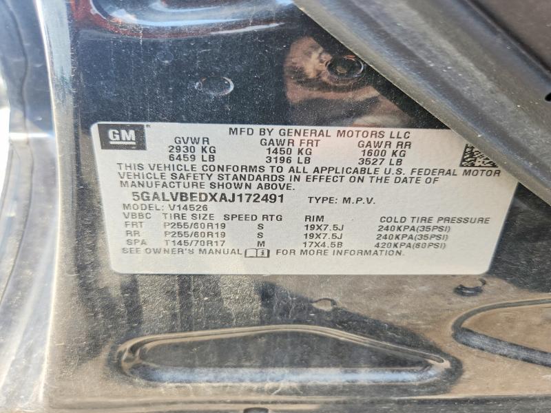 2010 Buick Enclave მანქანა იყიდება აუქციონზე, vin: 5GALVBEDXAJ172491, აუქციონის ნომერი: 55426896