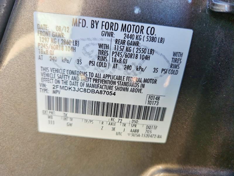 Auction sale of the 2013 Ford Edge, vin: 2FMDK3JC8DBA87054, lot number: 57355186