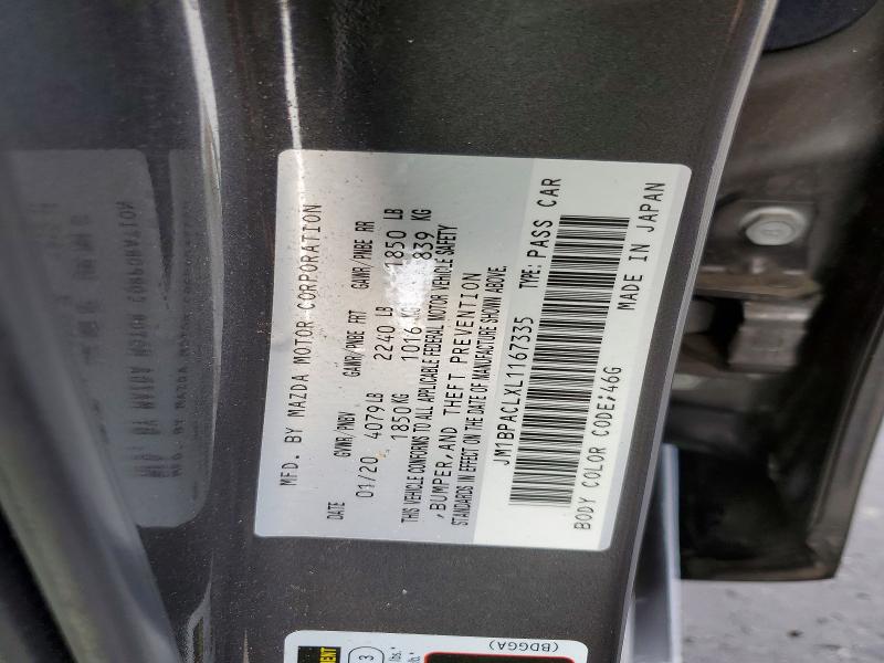 55655316 :رقم المزاد ، JM1BPACLXL1167335 vin ، 2020 Mazda 3 مزاد بيع