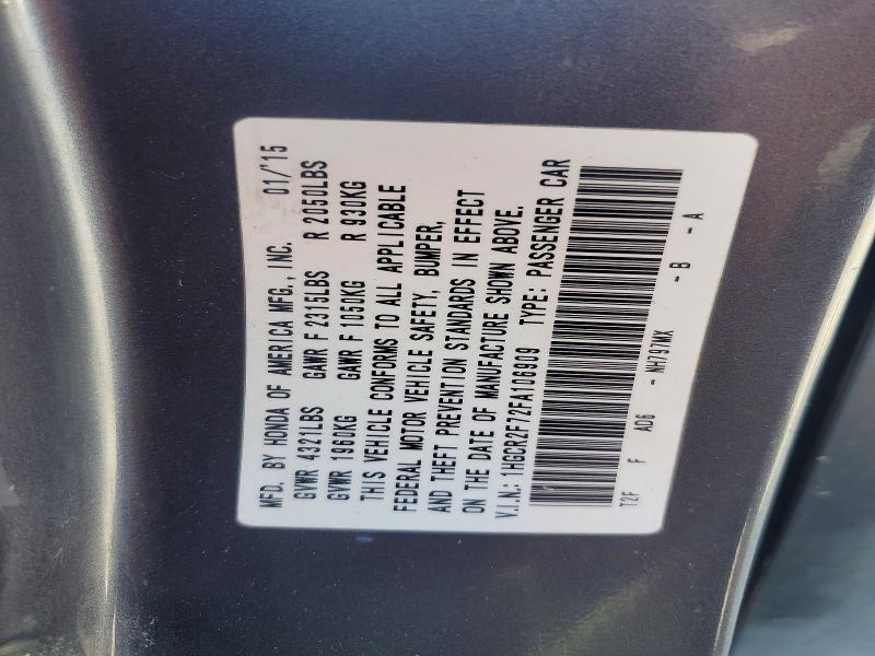 Продаж на аукціоні авто 2015 Honda Accord, vin: 1HGCR2F72FA106909, номер лоту: 55938106