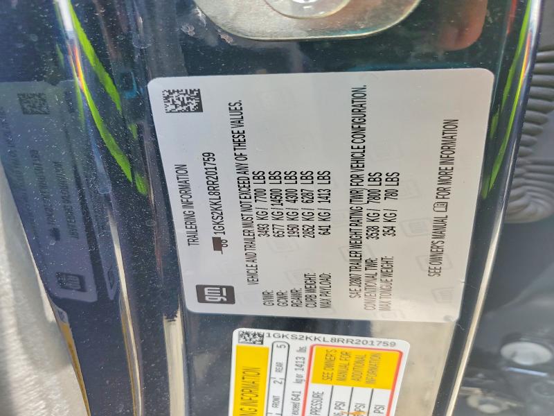 57350756 :رقم المزاد ، 1GKS2KKL8RR201759 vin ، 2024 Gmc Yukon Xl مزاد بيع