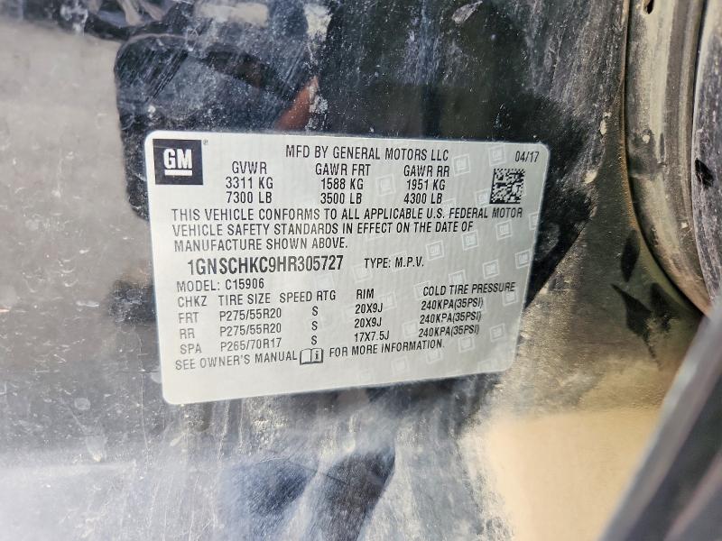 57501396 :رقم المزاد ، 1GNSCHKC9HR305727 vin ، 2017 Chevrolet Suburban مزاد بيع