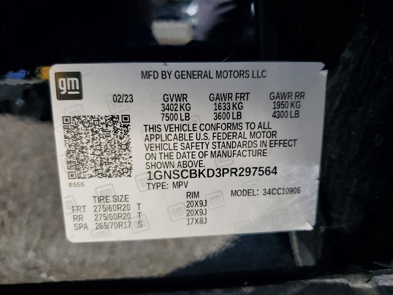 Aukcja sprzedaży 2023 Chevrolet Suburban, vin: 1GNSCBKD3PR297564, numer aukcji: 55886646