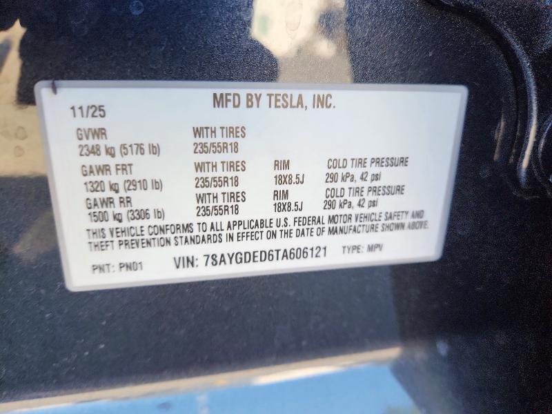 Aukcja sprzedaży 2026 Tesla Model Y, vin: 7SAYGDED6TA606121, numer aukcji: 58897436