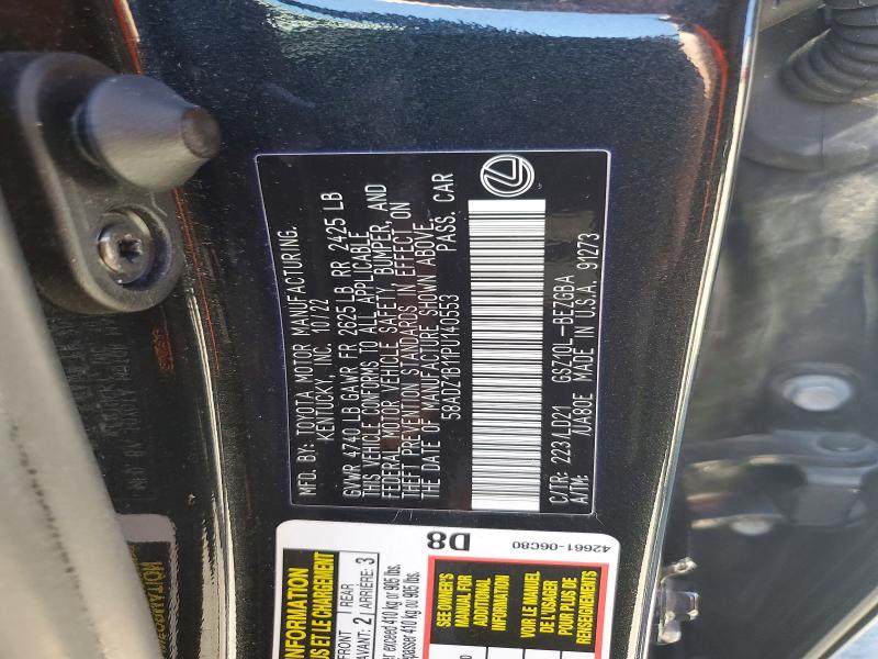 2023 Lexus Es 350 მანქანა იყიდება აუქციონზე, vin: 58ADZ1B11PU140553, აუქციონის ნომერი: 58119986