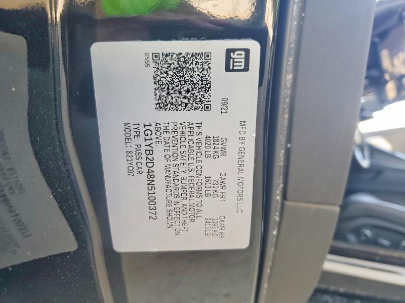 Продажа на аукционе авто 2022 Chevrolet Corvette, vin: 1G1YB2D48N5100372, номер лота: 55522556