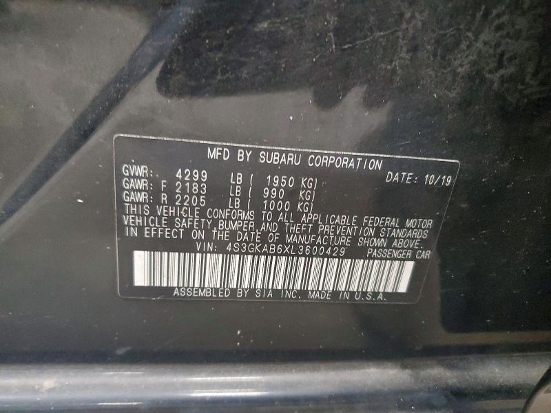 Aukcja sprzedaży 2020 Subaru Impreza, vin: 4S3GKAB6XL3600429, numer aukcji: 58130376