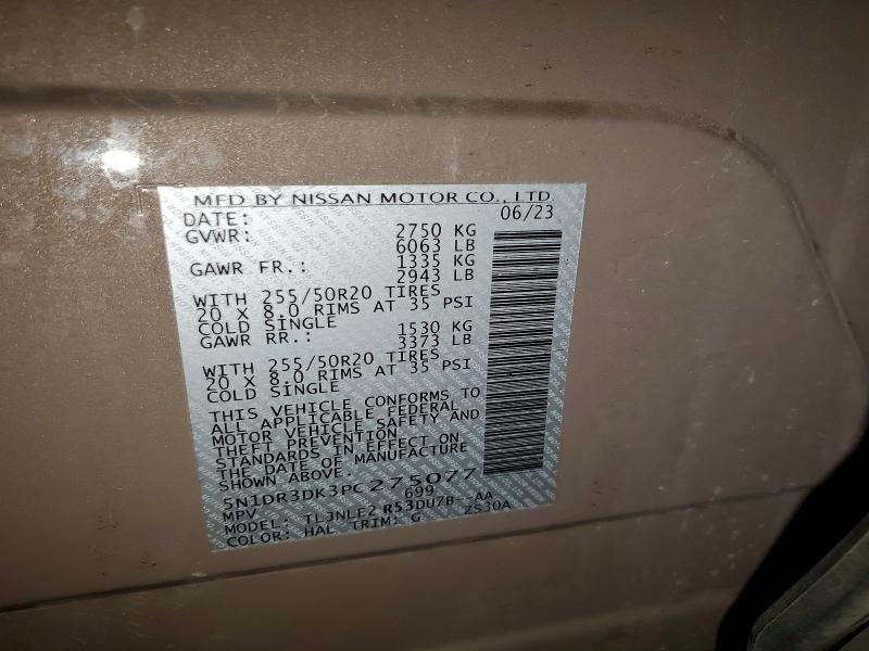 Aukcja sprzedaży 2023 Nissan Pathfinder, vin: 5N1DR3DK3PC275077, numer aukcji: 58213066