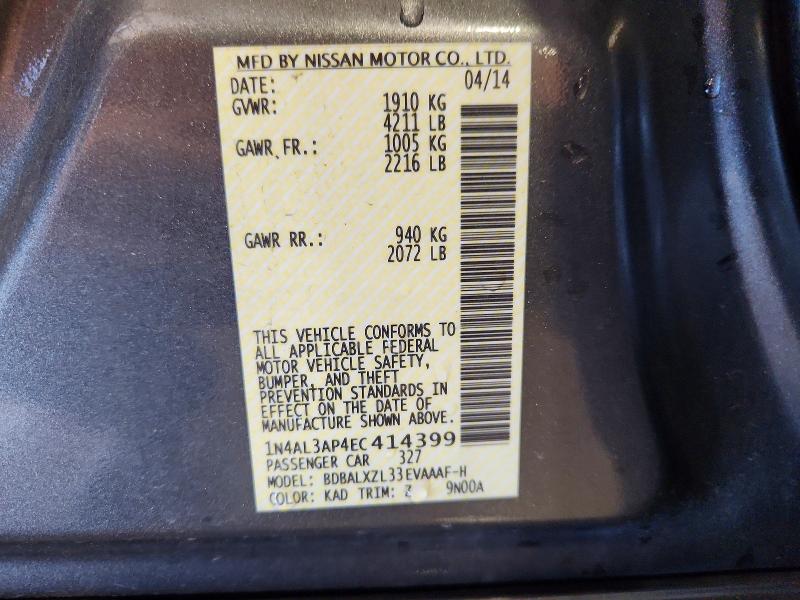 Aukcja sprzedaży 2014 Nissan Altima, vin: 1N4AL3AP4EC414399, numer aukcji: 56257816