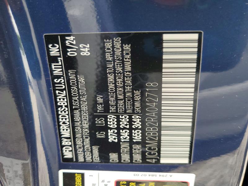 56412226 :رقم المزاد ، 4JGGM2BB2RA042718 vin ، 2024 Mercedes-benz Eqe Suv مزاد بيع