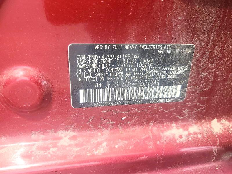 Aukcja sprzedaży 2011 Subaru Impreza, vin: JF1GE6A62BG521744, numer aukcji: 57868286