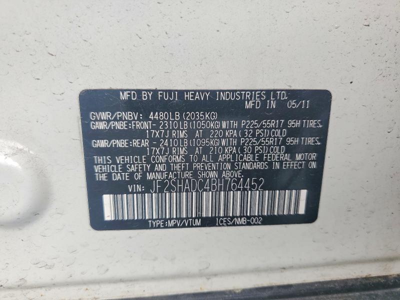 Продаж на аукціоні авто 2011 Subaru Forester, vin: JF2SHADC4BH764452, номер лоту: 56924886