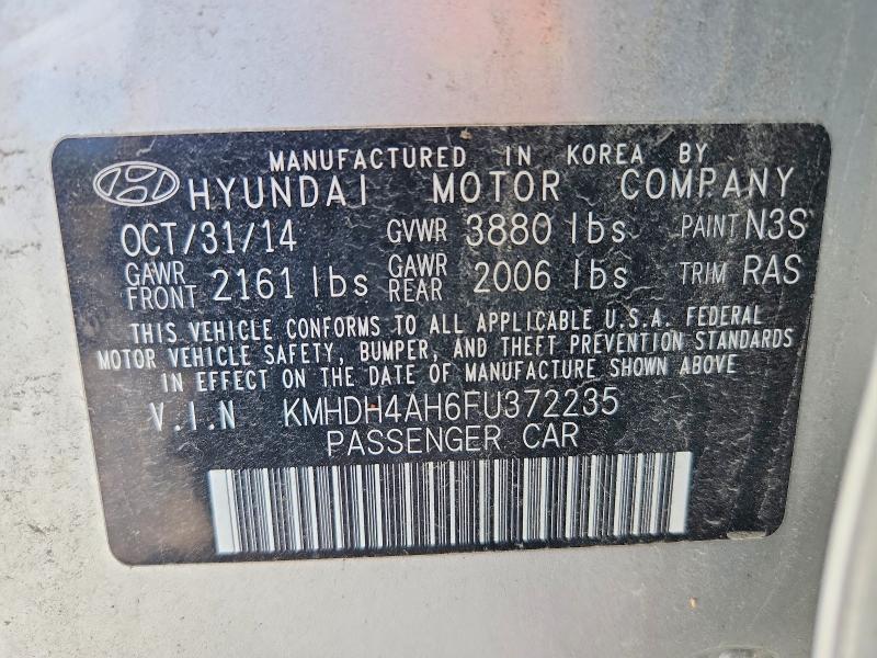 Aukcja sprzedaży 2015 Hyundai Elantra, vin: KMHDH4AH6FU372235, numer aukcji: 57202816
