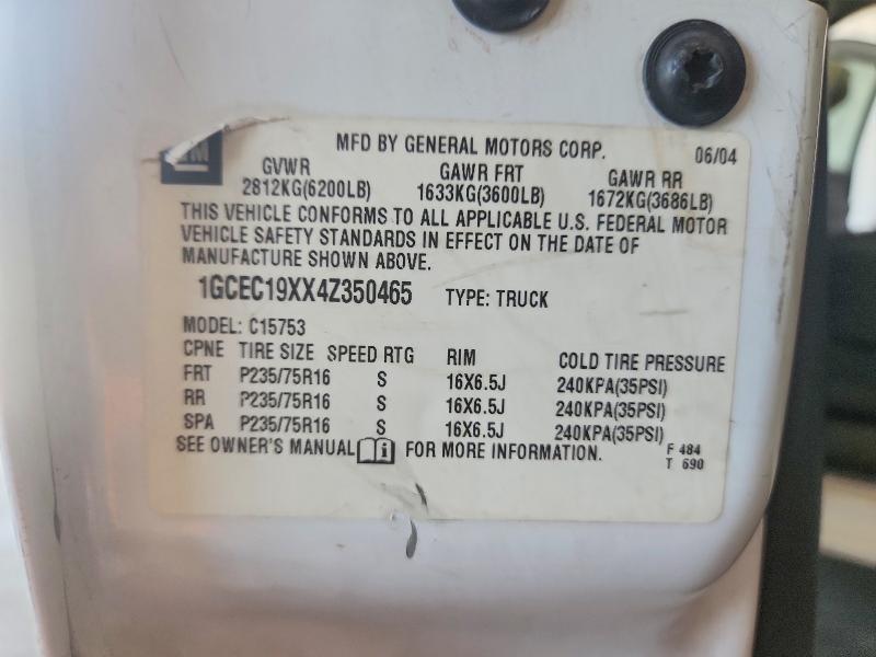 Продажа на аукционе авто 2004 Chevrolet Silverado, vin: 1GCEC19XX4Z350465, номер лота: 58784156