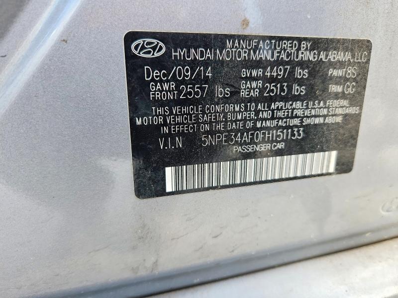 55994206 :رقم المزاد ، 5NPE34AF0FH151133 vin ، 2015 Hyundai Sonata مزاد بيع
