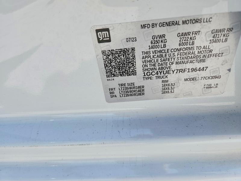 55776646 :رقم المزاد ، 1GC4YUEY7RF196447 vin ، 2024 Chevrolet Silverado مزاد بيع