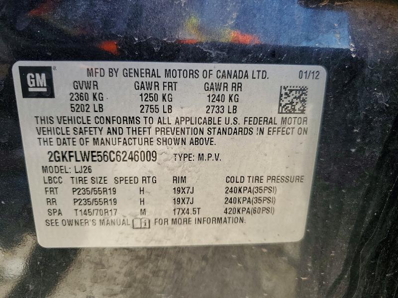 Aukcja sprzedaży 2012 Gmc Terrain, vin: 2GKFLWE56C6246009, numer aukcji: 56174156