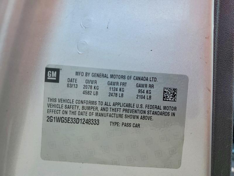 Aukcja sprzedaży 2013 Chevrolet Impala, vin: 2G1WG5E33D1248333, numer aukcji: 56315436