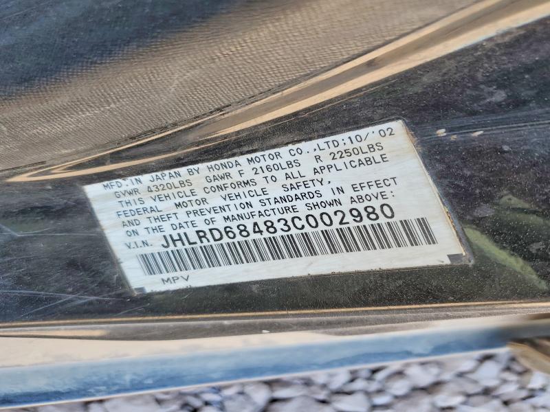 Aukcja sprzedaży 2003 Honda Cr-v, vin: JHLRD68483C002980, numer aukcji: 57381976
