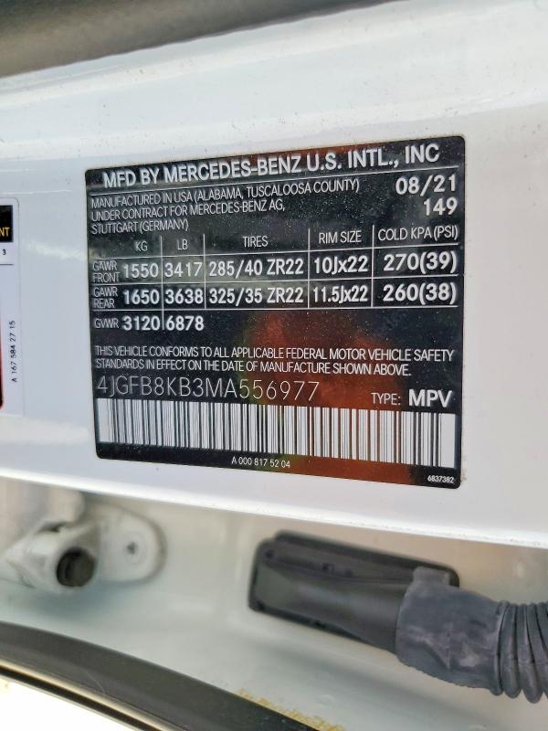 Aukcja sprzedaży 2021 Mercedes-benz Gle, vin: 4JGFB8KB3MA556977, numer aukcji: 56792946