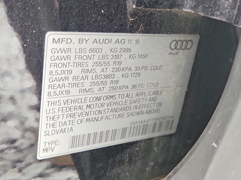Продажа на аукционе авто 2017 Audi Q7, vin: WA1AAAF73HD037134, номер лота: 56765776