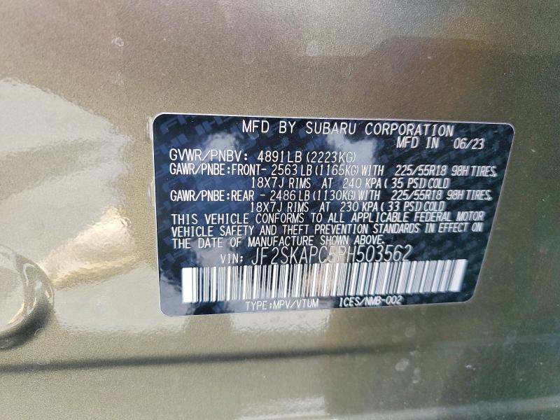 Продажа на аукционе авто 2023 Subaru Forester, vin: JF2SKAPC5PH503562, номер лота: 59279176