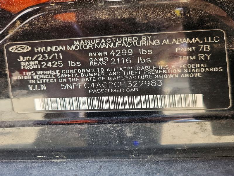Aukcja sprzedaży 2012 Hyundai Sonata, vin: 5NPEC4AC2CH322983, numer aukcji: 52556196