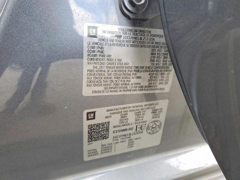 57044416 :رقم المزاد ، 1GCUYHEL8LZ123234 vin ، 2020 Chevrolet Silverado مزاد بيع