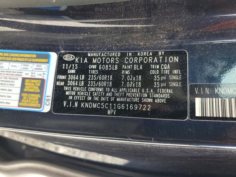 Продажа на аукционе авто 2016 Kia Sedona, vin: KNDMC5C11G6169722, номер лота: 56470326
