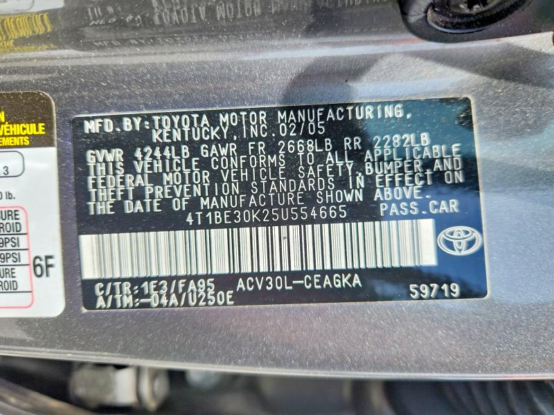 57415506 :رقم المزاد ، 4T1BE30K25U554665 vin ، 2005 Toyota Camry مزاد بيع
